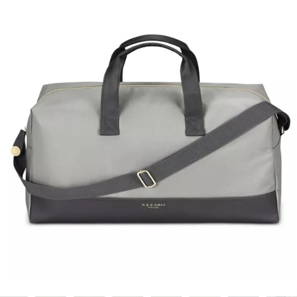 Brand New Azzaro Gray Duffle Travel Weekender Zippered Gym Bag Crossbody Strap - Picture 1 of 14